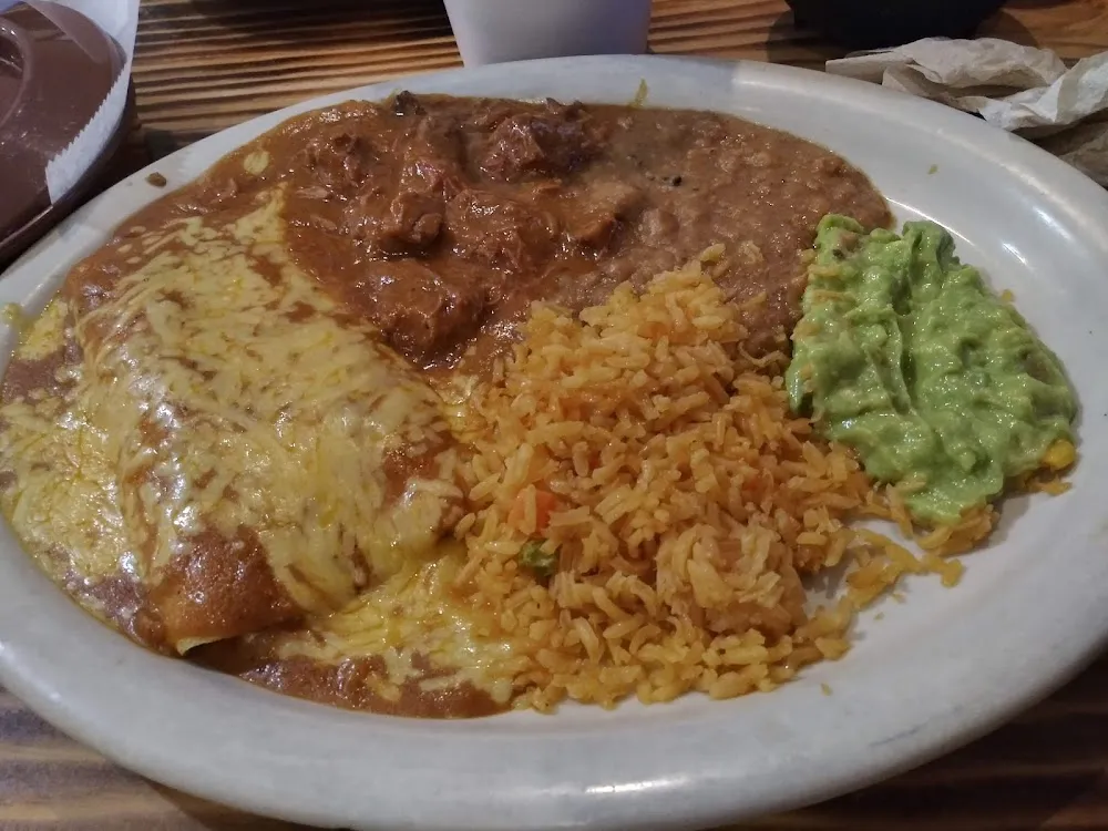 Cheese Enchiladas N Carne Guisada Plate