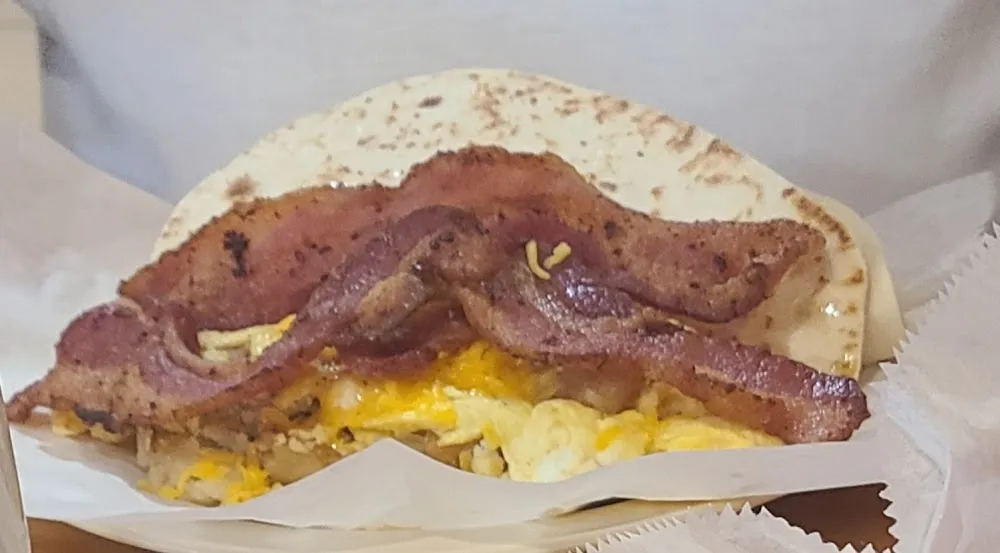 Potato Egg Bacon Cheese Taco